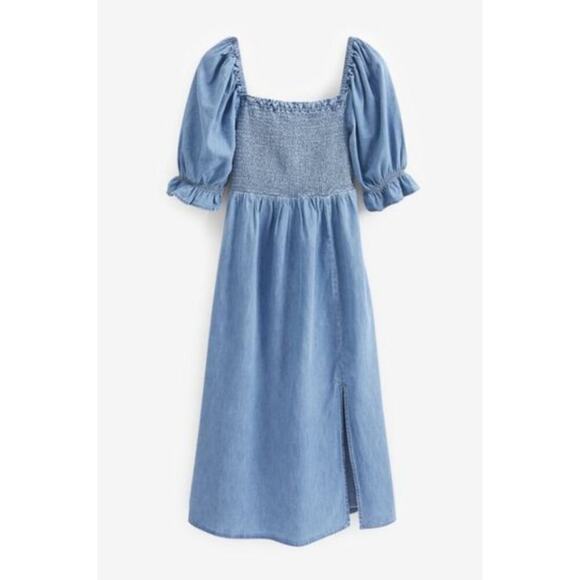 GAP Puff Sleeve Square Neck Denim Midi Dress Women's XXL Medium Wash New with Ta - Picture 6 of 8
